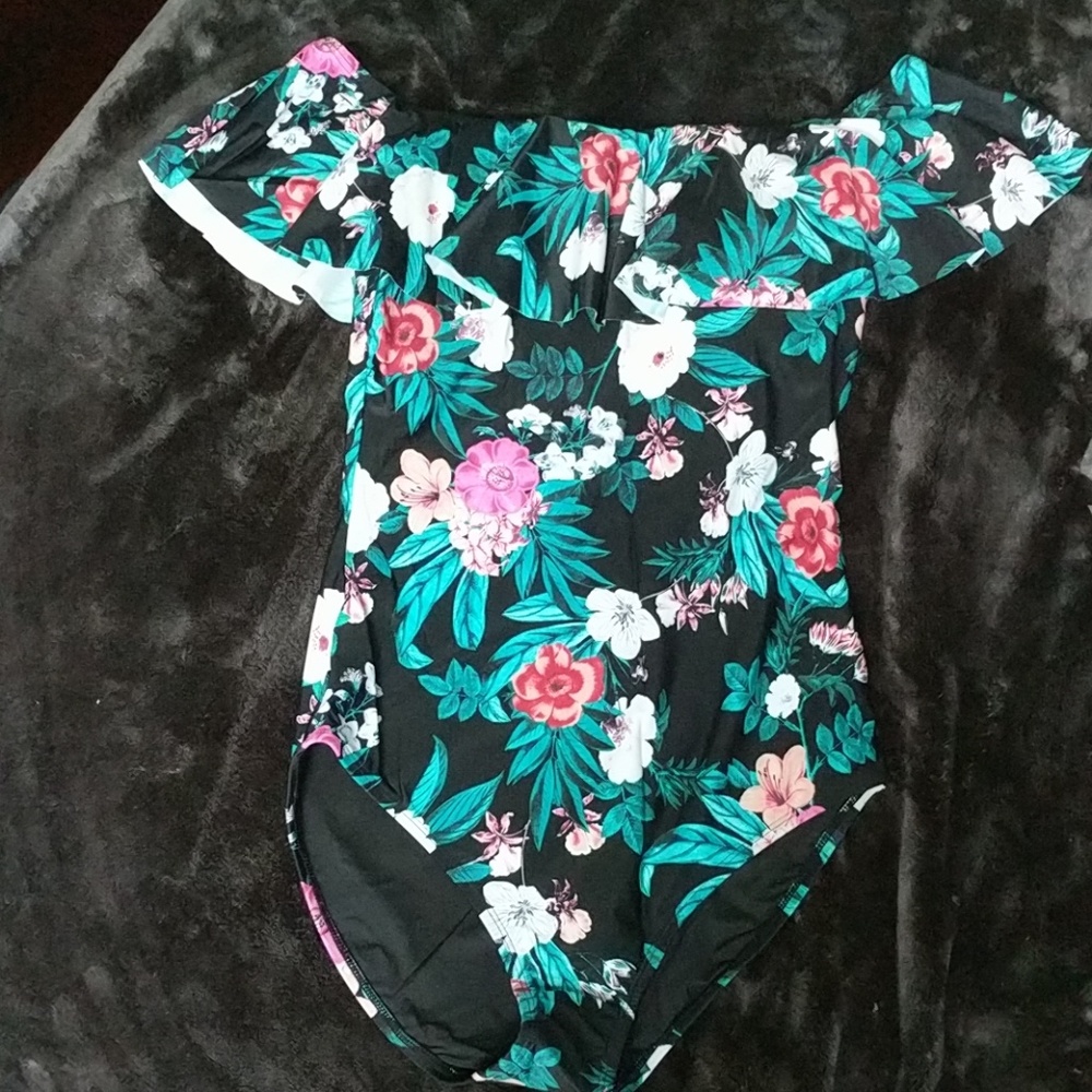 flirty floral one piece bathing suit